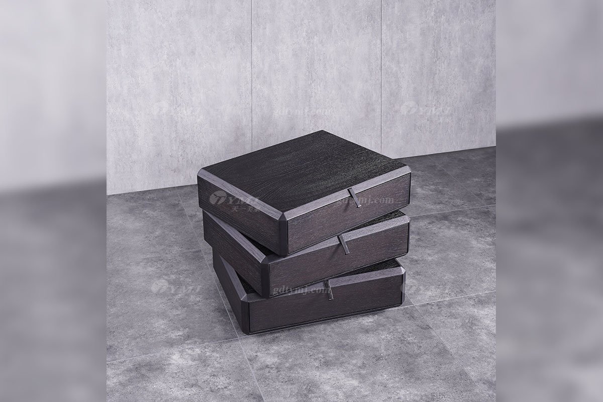 意式極簡(jiǎn)風(fēng)格家具高端別墅會(huì)所大宅時(shí)尚簡(jiǎn)約創(chuàng)意實(shí)木煙熏床頭柜BRK2116床頭柜場(chǎng)景