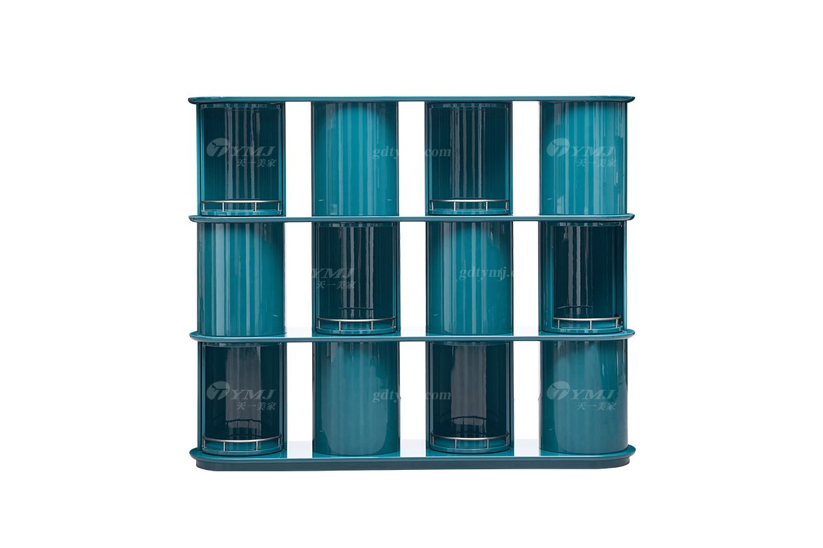 時尚高端意式極簡家具別墅大宅大氣墨綠色亮光旋轉酒柜