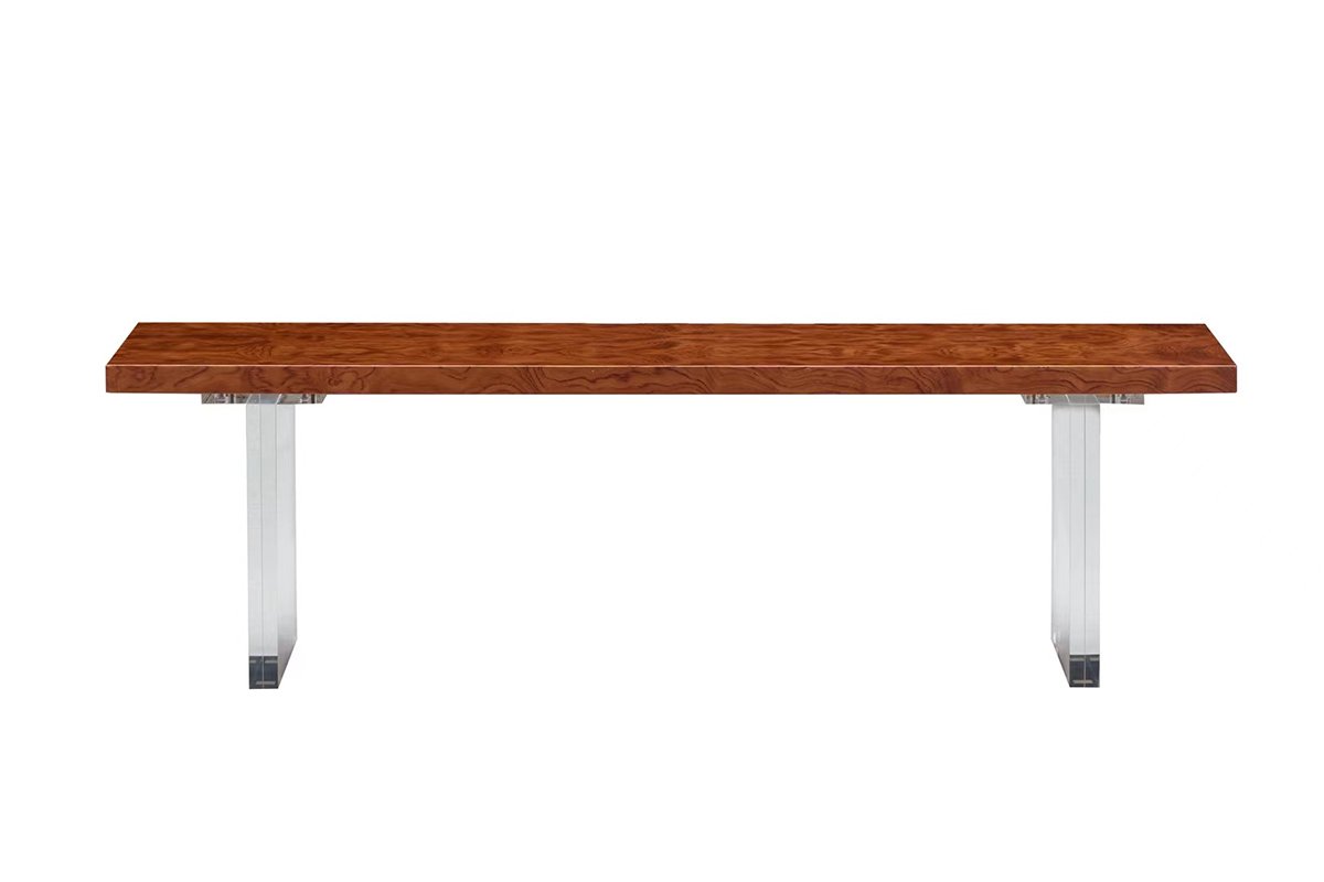 時尚高端現代簡約家具別墅家用奢華亞克力腳+非洲花梨長茶凳