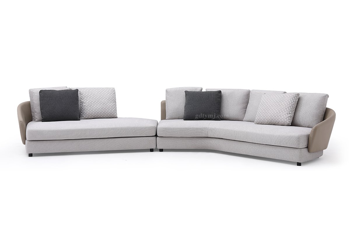 時(shí)尚高端現(xiàn)代極簡(jiǎn)家具別墅大宅家用舒灰色布藝轉(zhuǎn)角沙發(fā)