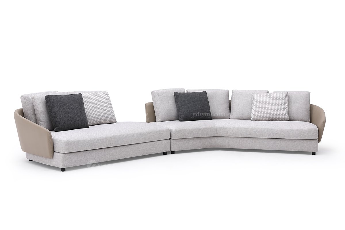 時尚高端現代極簡家具別墅大宅家用舒灰色布藝轉角沙發F9603B沙發