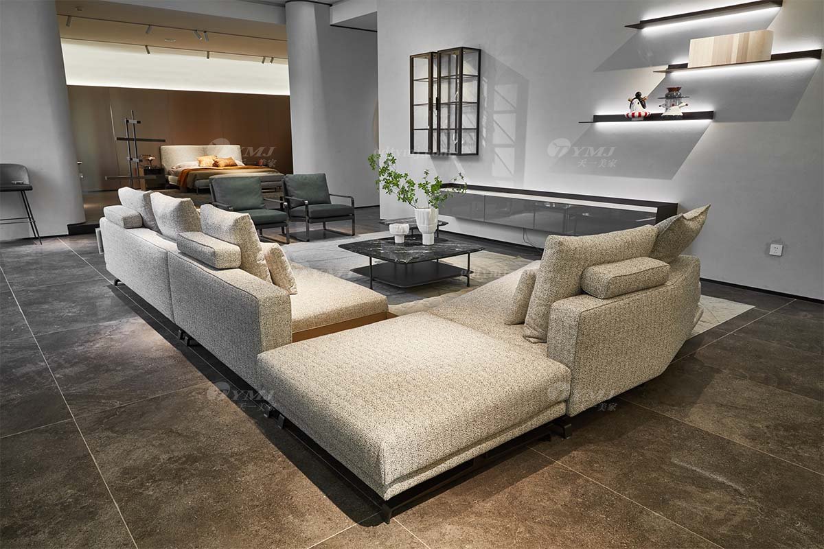 時尚高端現代極簡家具別墅大宅家用舒適皮白色布藝組合沙發F9655沙發組合1