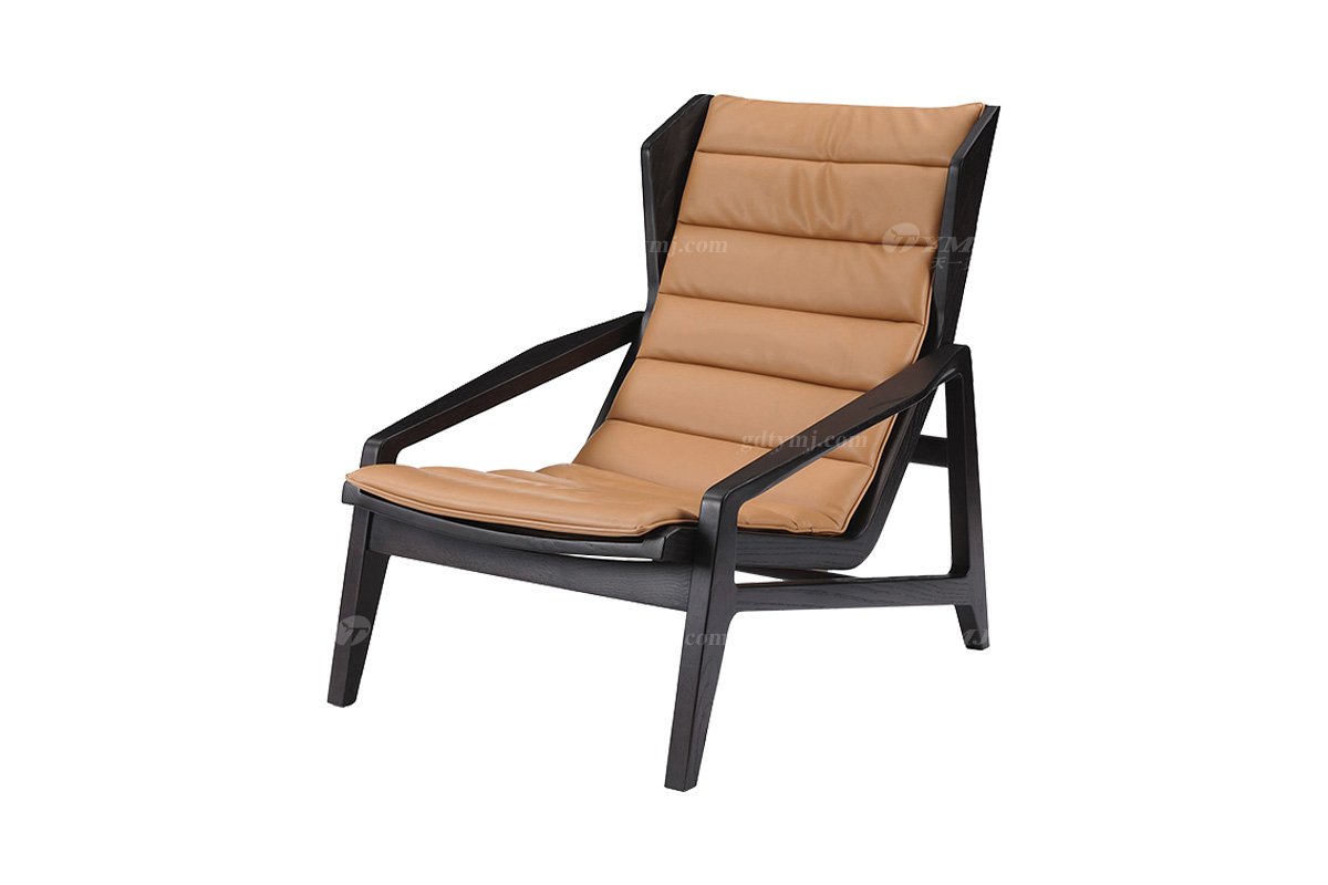 時尚高端現代簡約家具家用別墅舒適黑色烤漆實木休閑椅3112-1