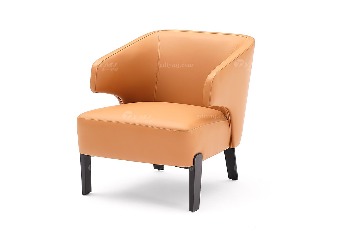 時尚高端現代簡約家具家用別墅舒適橙色皮藝單位沙發F9589-1