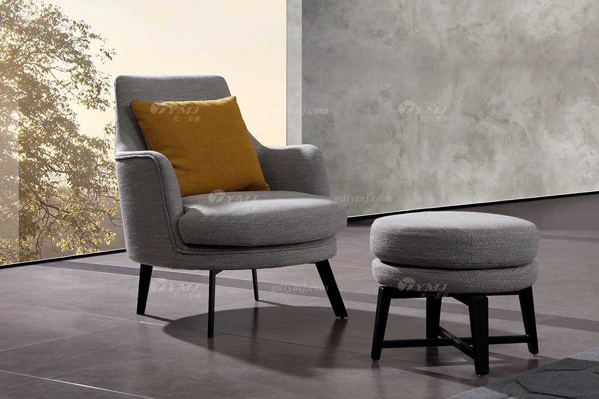 時(shí)尚高端現(xiàn)代簡(jiǎn)約家具家用別墅舒適灰色布藝休閑椅W1087-2
