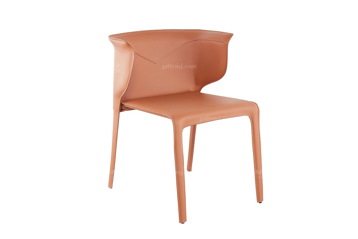 現代簡約家具高端別墅會所家用時尚碳素鋼皮藝餐椅