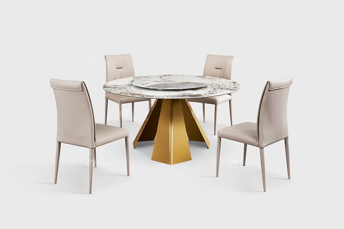  現代簡約家具高端別墅會所家用時尚潘多拉巖板圓餐臺21010B-1.5-1