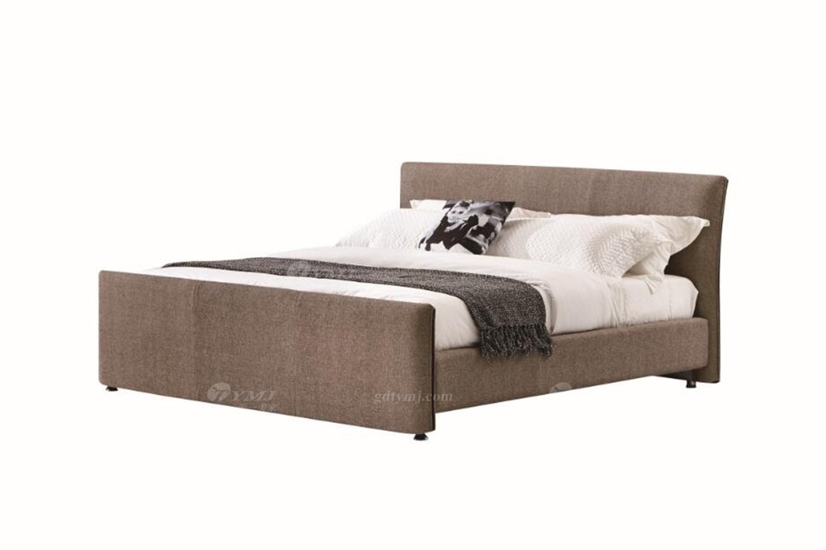  現代簡約家具高端別墅會所家用時尚舒適棕色大床婚床雙人床A2192-1