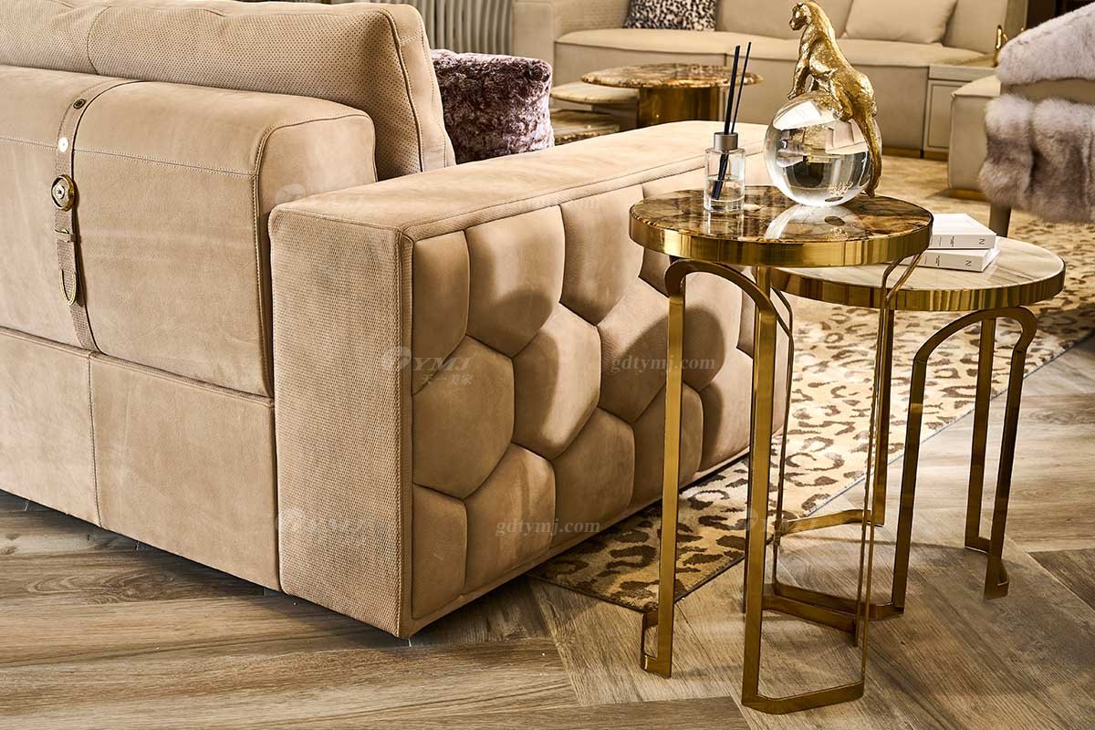 意式輕奢家具高端別墅會所家用時尚高級鈦金屬圓幾邊幾FB119H2RA場景1