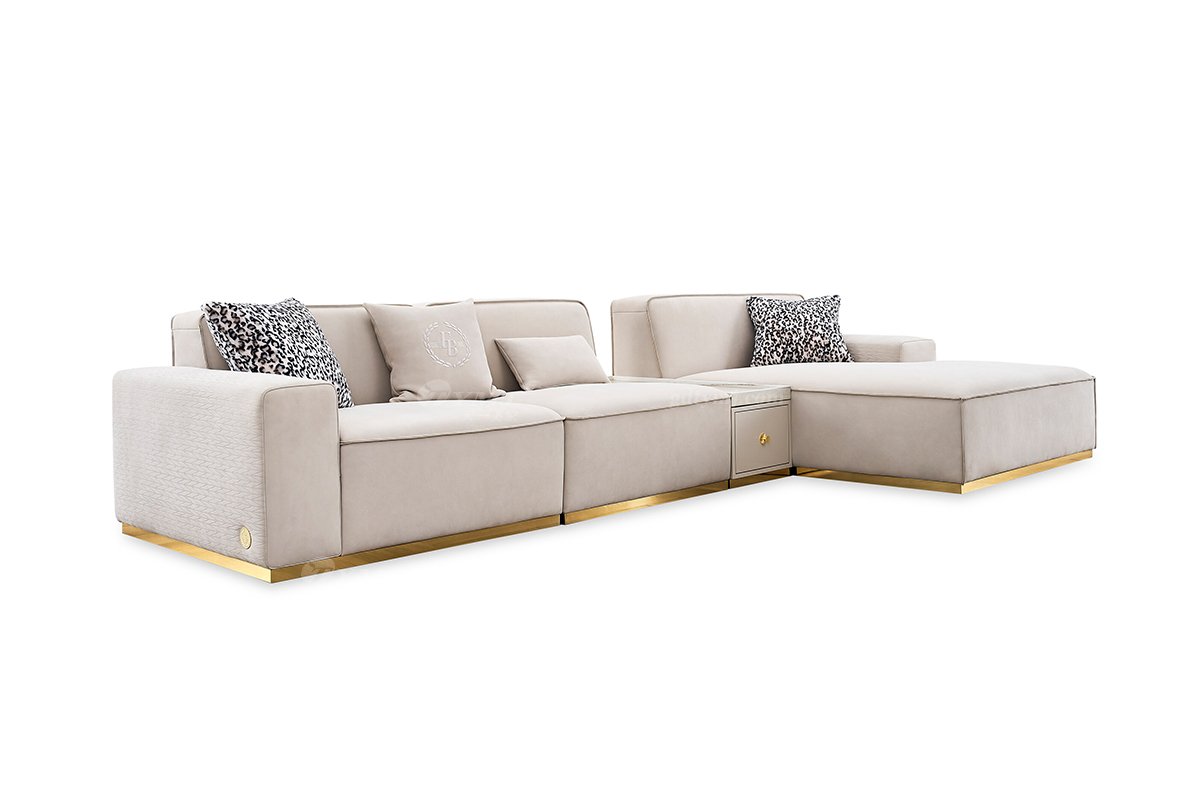 意式輕奢家具高端別墅會所家用時尚高級灰色全真皮組合沙發FB121-1