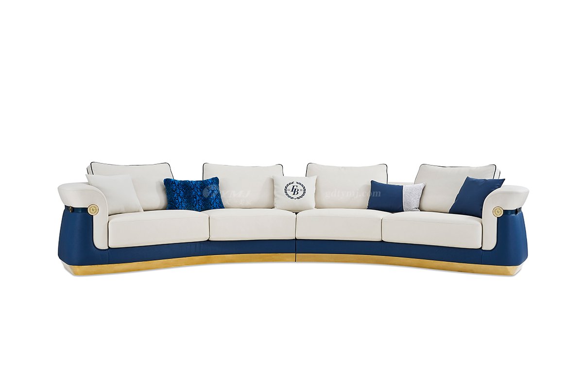 意式輕奢家具高端別墅會所家用時尚舒適大氣四人位弧形沙發