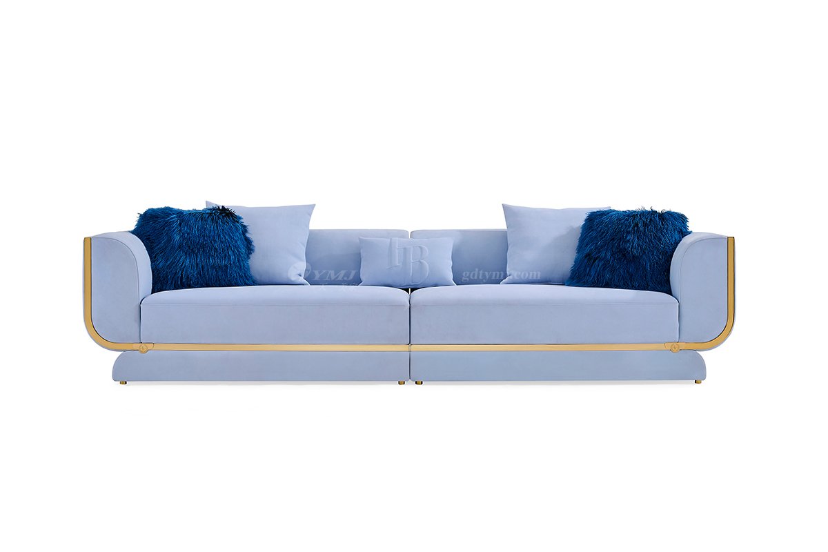 意式輕奢家具高端別墅會所家用時尚舒適大氣鈦金屬五金三位沙發