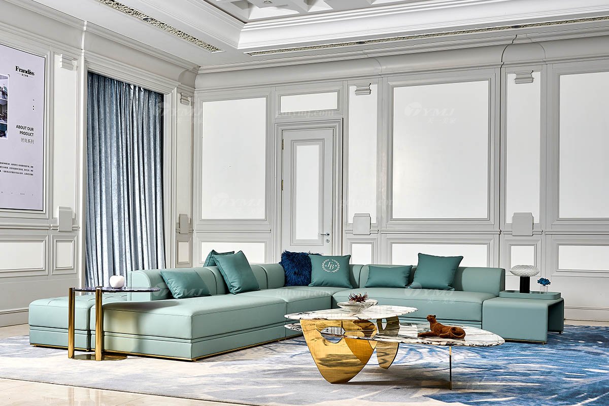 意式輕奢家具高端別墅會所家用時尚舒適大氣豪宅超大戶型組合沙發FB130場景
