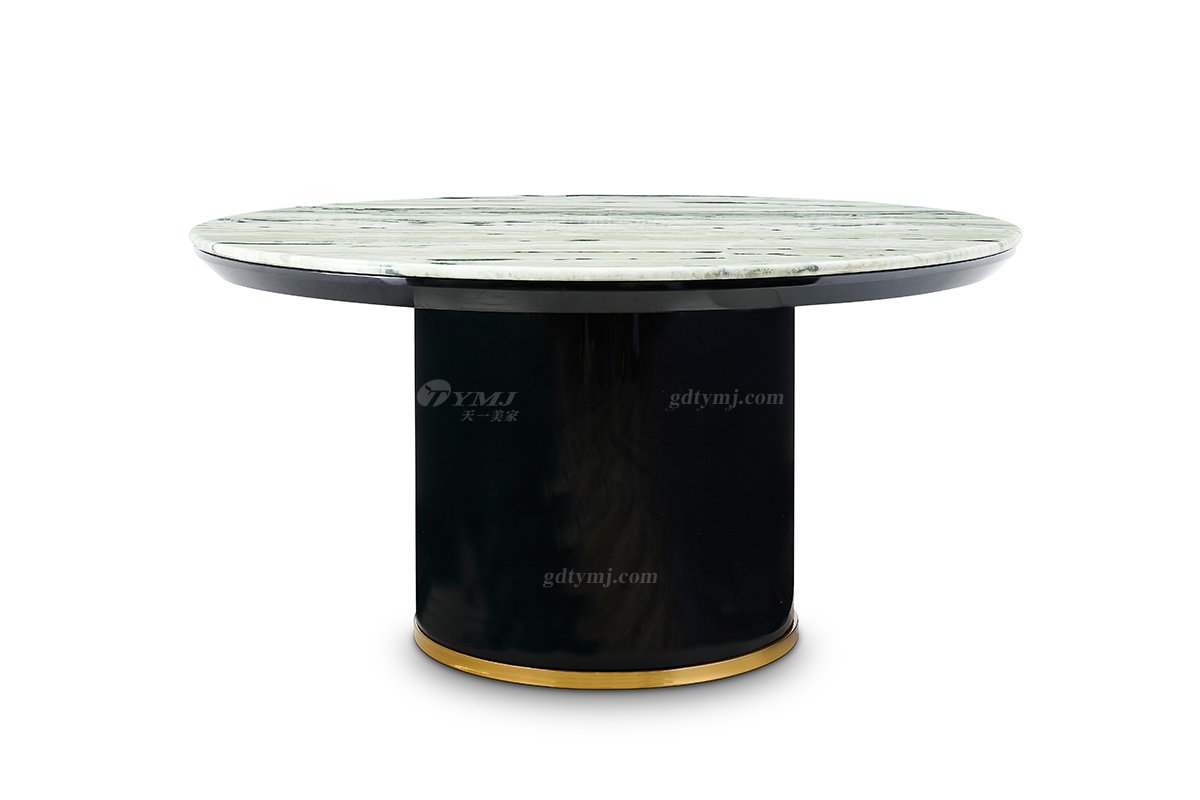 意式輕奢家具高端別墅會(huì)所大宅家用精致天然大理石圓餐臺(tái)