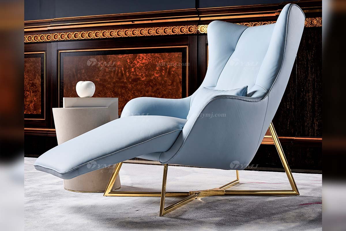 意式輕奢家具高端別墅會(huì)所大宅家用舒適淺藍(lán)色真皮躺椅休閑椅FB119SF14場(chǎng)景