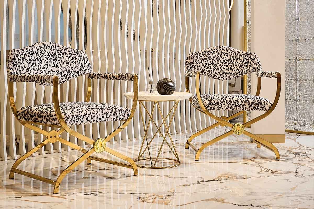 意式輕奢家具高端別墅會所大宅家用高級鈦金屬休閑椅FB122H41場景（1）