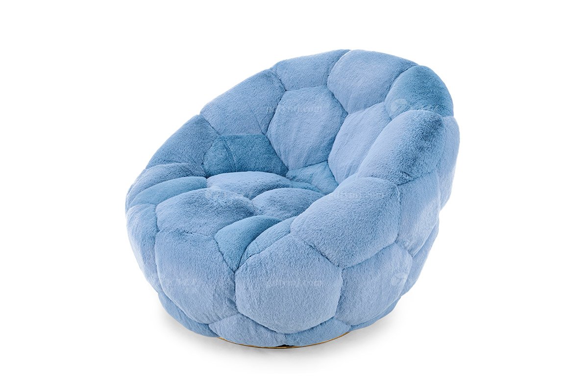 意式輕奢家具高端別墅會所大宅家用時尚淺藍色絨布藝懶人單椅躺椅休閑椅FB137CH（1）