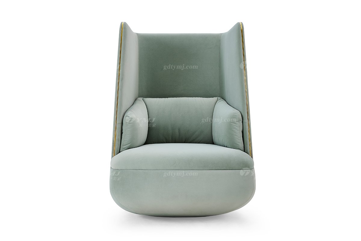 意式輕奢家具高端別墅會所大宅家用時尚創(chuàng)意淺綠皮藝不倒翁椅