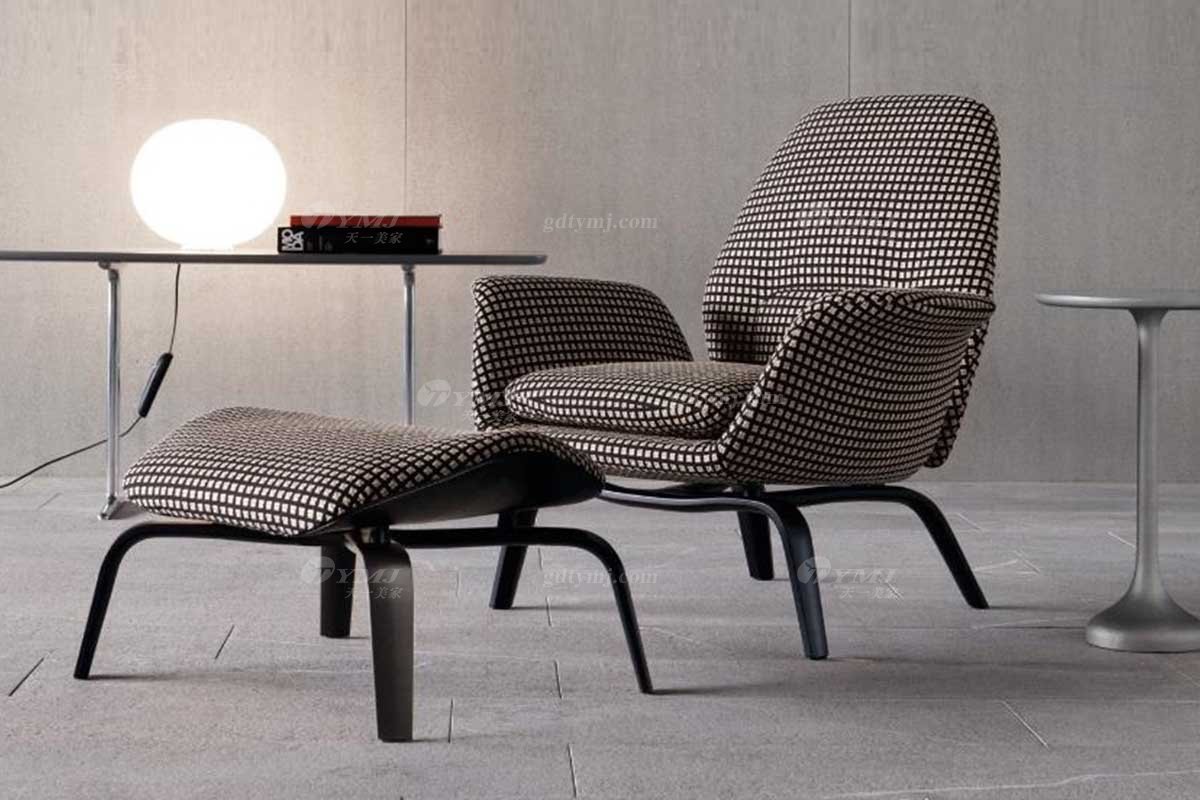 意式雅奢風格家具高端別墅會所家具簡約灰色布藝休閑椅LC2809休閑椅1