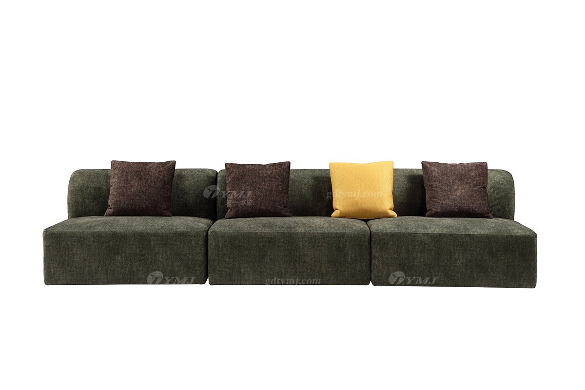 意式雅奢風格家具高端別墅會所家具時尚舒適大氣綠色布藝多位沙發(fā)