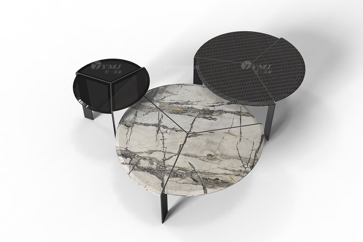  意式雅奢風格家具高端別墅會所家具簡約時尚大理石組合茶幾