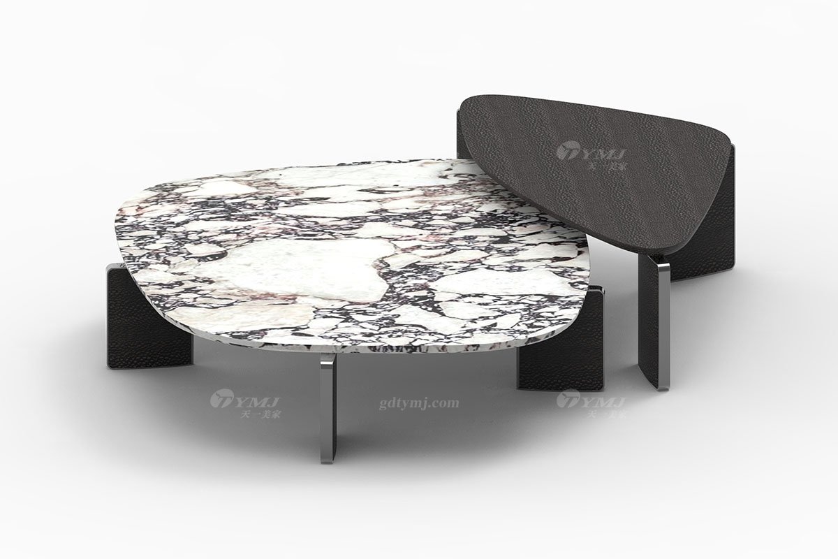 意式雅奢風(fēng)格家具高端別墅會所家具簡約高級天然大理石異形茶幾
