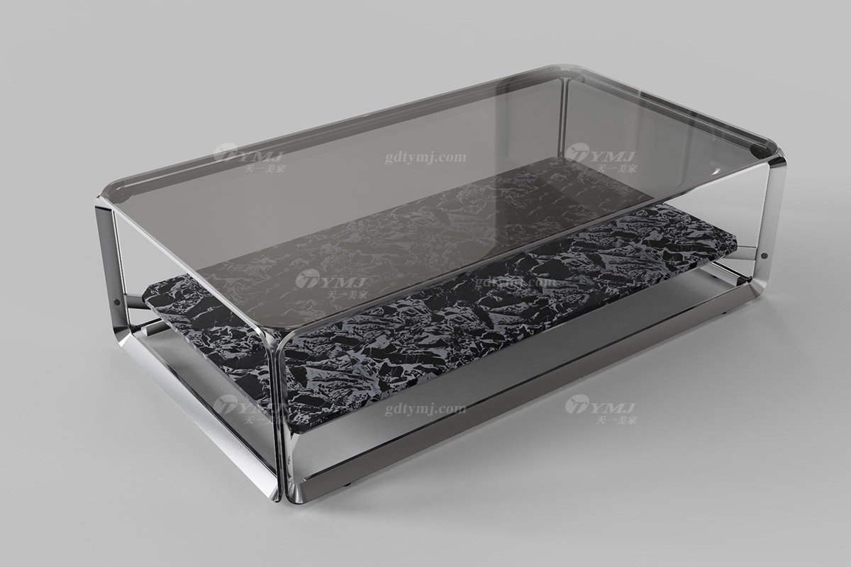  意式雅奢風(fēng)格家具高端別墅會所家具簡約高級不銹鋼+玻璃方茶幾