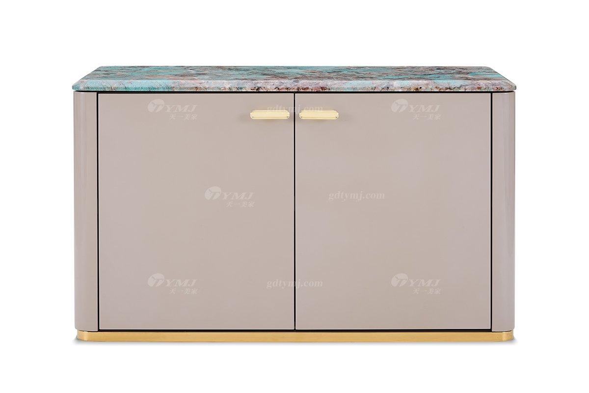 意式輕奢家具高端別墅會所豪宅家用時(shí)尚奢華天然大理石面小茶柜