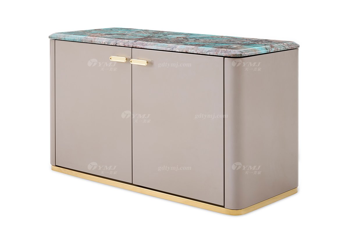 意式輕奢家具高端別墅會所豪宅家用時尚奢華天然大理石面小茶柜123H86SS茶柜1