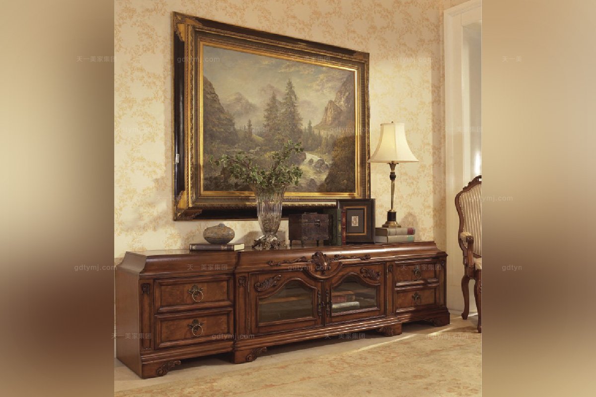 美式實木手工電視柜