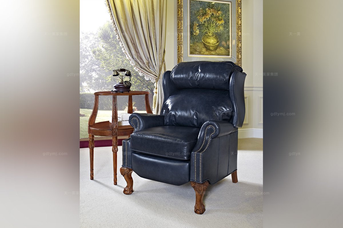 美式真皮單人沙發