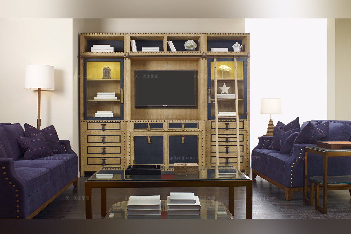 高檔別墅家具美式沙發組合